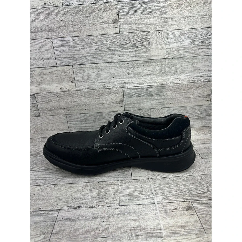 Clarks Collection Men Tilden Free Black Leather Moc Toe Oxford Shoes Size 9M‎